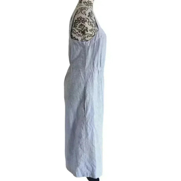 Sotela Amalfi Dress Blue White Stripe Button Front Midi Sleeveless Women's Small - Picture 5 of 14